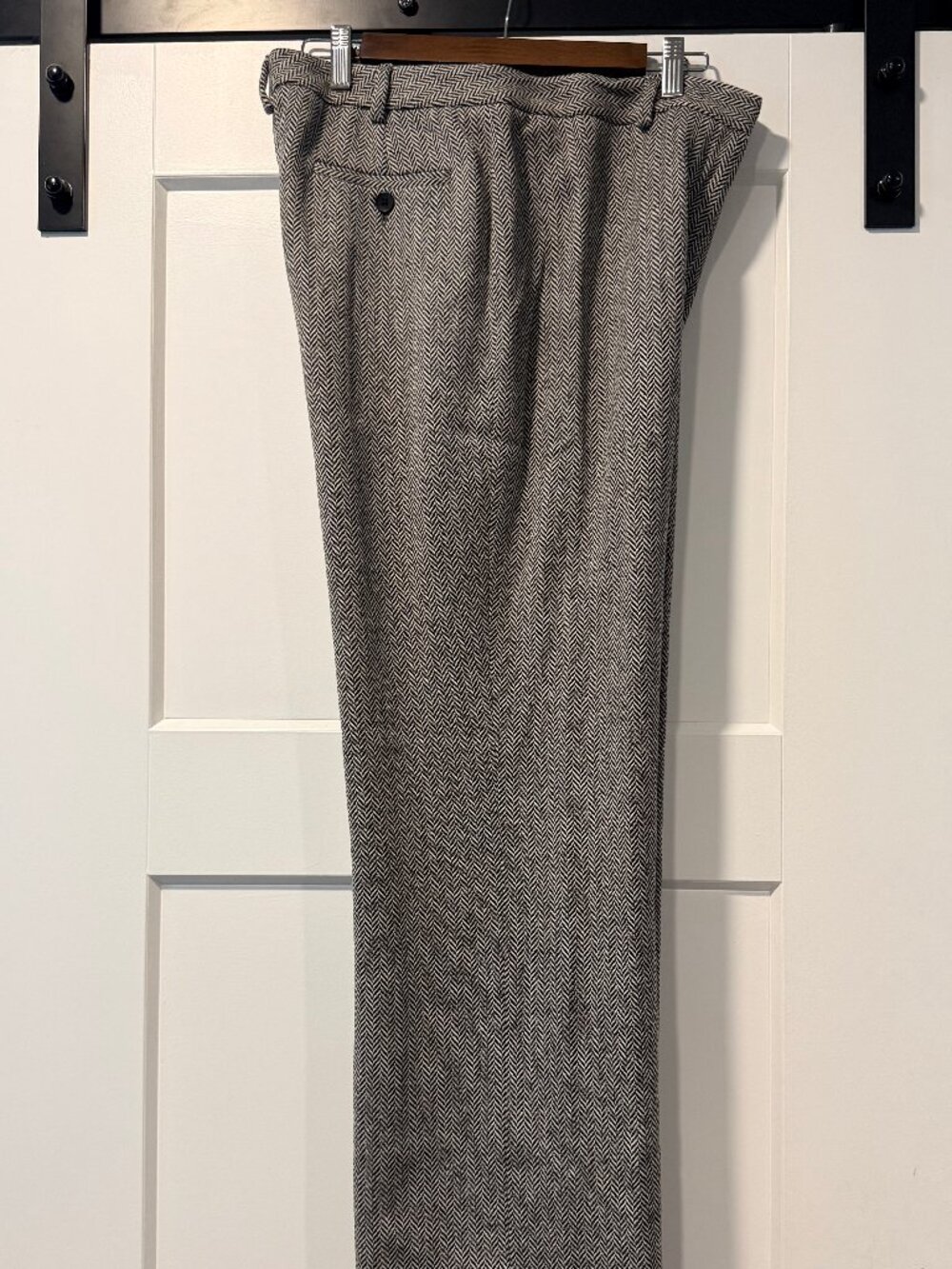 Vintage Brooks Brothers Black & White Wool Chevron Print Dress Trousers